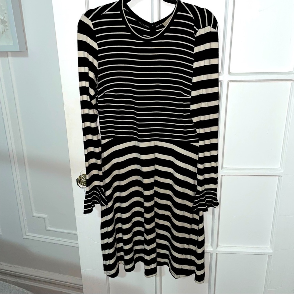 Loft Black and White Striped Dress